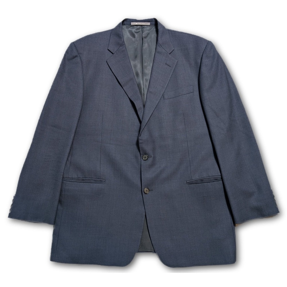 Hickey Freeman Mens 44R Blazer Navy Blue 100% Wool Worsted Classic Suit Jacket